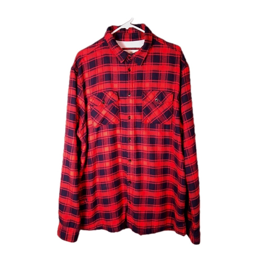 California Cowboy Flannel Shirt Men's XL Red Plaid Thermal Shacket Made in USA